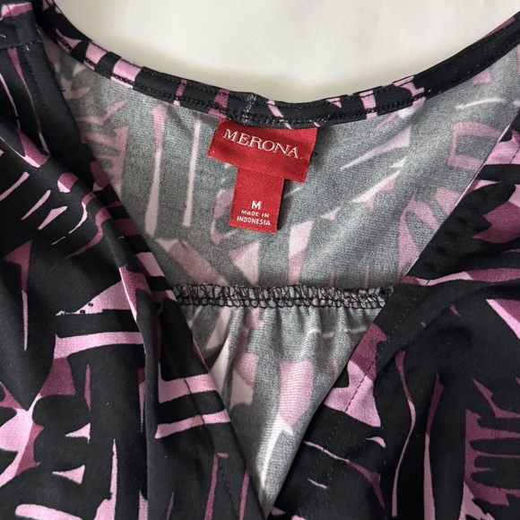 Merona Sleeveless Patterned Black & Purple Flowy Dress - Picture 7 of 13